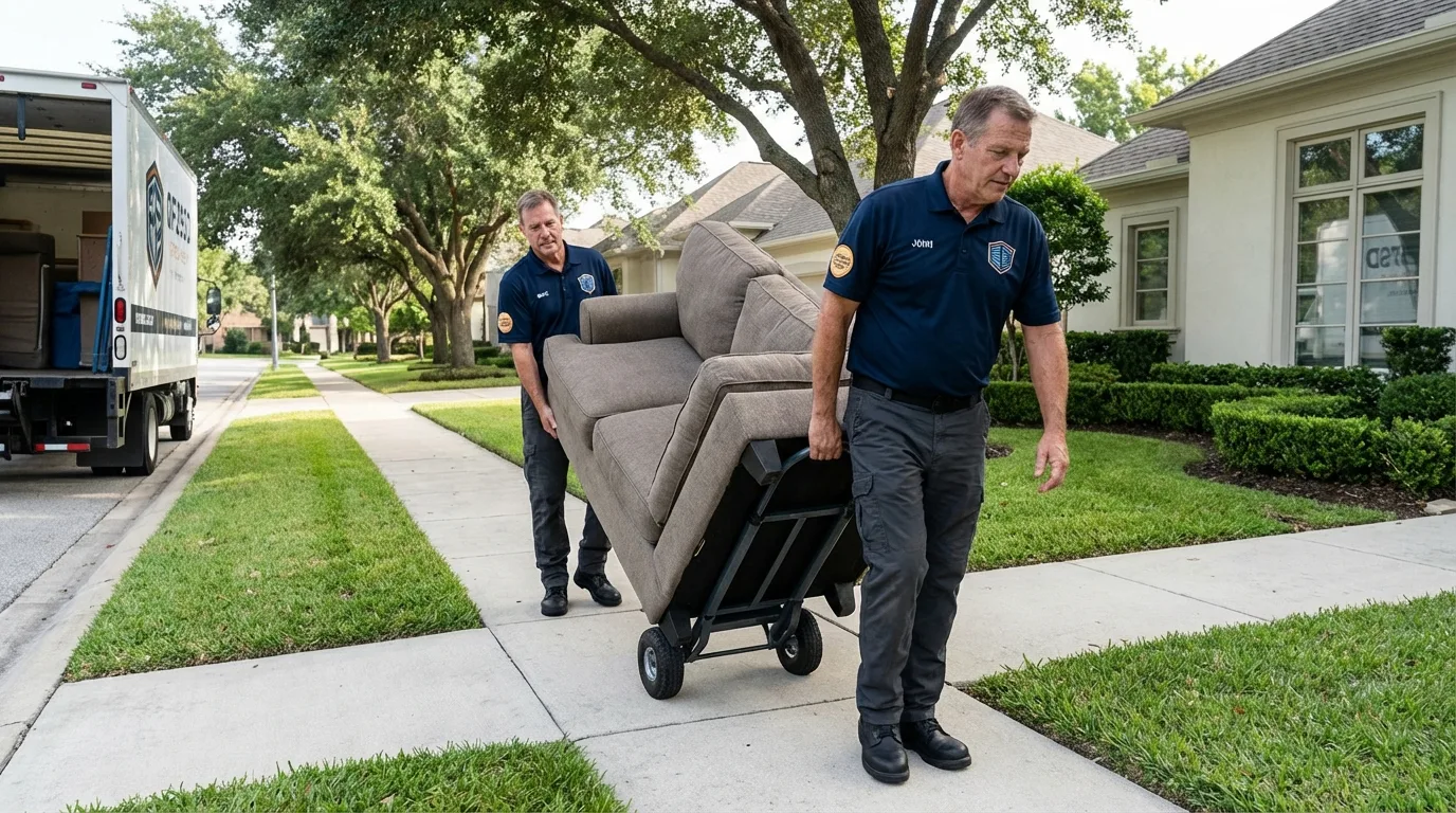 Local residential moving crew loading furniture in Kansas City, MO